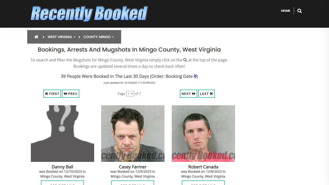 Bookings, Arrests and Mugshots in Mingo County, West Virginia